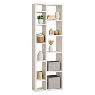 Dmora Estanter&iacute;a Mortara, Biblioteca 9 Balda, Instalaci&oacute;n Libre, Estructura Vertical, 44x20x150h Cm Blanca