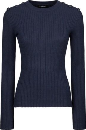 Dondup Ronde Hals Lange Mouw Gebreide Trui - Dames - Ronde hals truien - Blauw - S - Polyester - Truien & Vesten