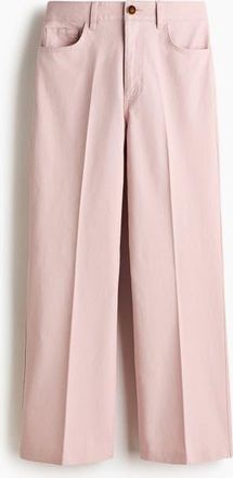 H&M Bootcut Cotton Canvas Trousers in Light Pink at Nordstrom, Size 12