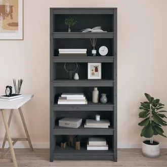 vidaXL Vidaxl - Estanter&iacute;a Madera Maciza De Pino Gris 80x35x183 Cm