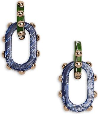 La DoubleJ Nefertiti Double Oorbellen - Dames - Oorbellen - Groen - ONE Size - Polyester - Accessoires