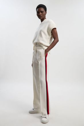 Karen Millen Womens Tailored Side Stripe Straight Leg Trouser - White - Size 16 UK