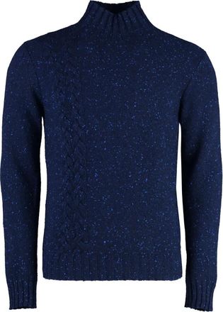 Malo Heather Cashmere Turtleneck Sweater - Heren - Cashmere truien - Blauw - 2XL - Leer - Truien & Vesten