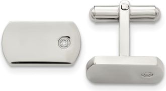Diamond2Deal Stainless Steel Polished Diamond Accent Cufflinks