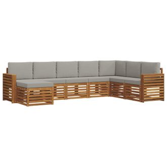 vidaXL Set Di Divani Da Esterno 8 Pz Naturale E Grigio Chiaro Vidaxl