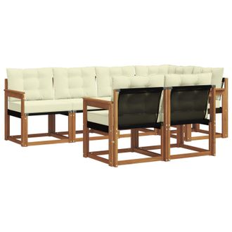 vidaXL Conjunto De Sof&aacute;s De Exterior Con Coj&iacute;n 7 Pcs Natural Y Crema Vidaxl