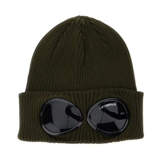 C.P. Company Beanies, male, Green, Size: ONE SIZE Cotton Goggle Beanie