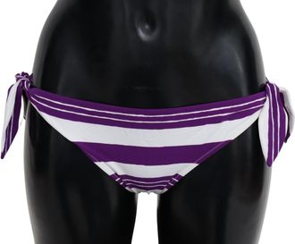 Dolce & Gabbana Purple White Stripes Beachwear Bikini Womens Bottom