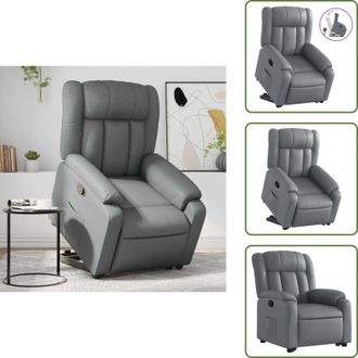 vidaXL The Living Store Poltrona Alzapersona Reclinabile Grigio in Similpelle - Poltrona reclinabile
