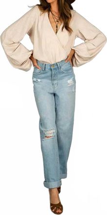 Joyfolie Christina Bubble Sleeves Bodysuit In Shell