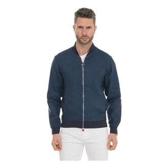 Kiton Bomberjack - Heren - Bomber jackets - Blauw - 3XL - Linnen - Jassen
