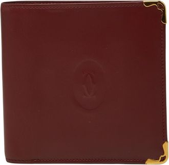 Cartier Must Bordeaux Wine Red Leather Wallet (Bi-Fold) (Pre-Owned)