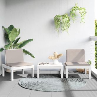 vidaXL Juego De Muebles De Jard&iacute;n 3 Piezas Con Cojines Pp Blanco Vidaxl