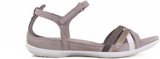 Ecco Womens Flash X-Strap Sandal In Moon Rock/dark Clay/pure Cashmere/ice White