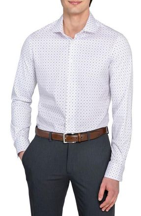 W.R.K Slim Fit Metro Diamond Print Reworked Dress Shirt in White/Grey at Nordstrom, Size 15.5 - R