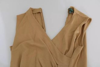 Ralph Lauren Brown V-neck Shift Knee Length Viscose Womens Dress (Pre-Owned)