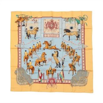 Herm&egrave;s Pre-owned Scarves, female, Yellow, Size: ONE SIZE Pre-owned Carre 90 Silk Scarf