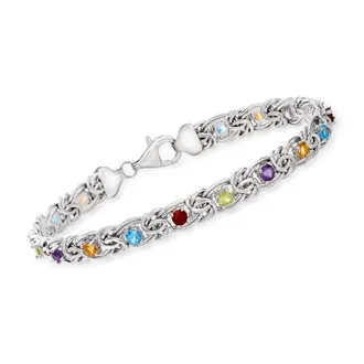 Ross-Simons Multi-Gemstone Byzantine Bracelet in Sterling Silver