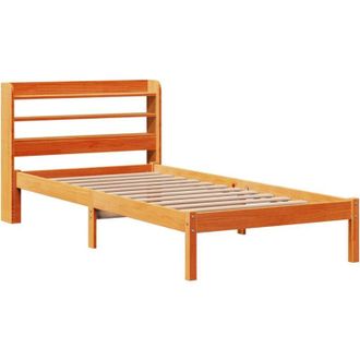 vidaXL Estructura Cama Con Cabecero Madera Pino Marr&oacute;n Cera 100x200 Cm Vidaxl