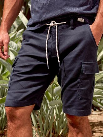 Lerros Cargobermudas LERROS LERROS Modische Cargo-Jog-Bermuda, Herren, Gr. 31, blau (classic navy), 55% Lyocell, 44% Baumwolle, 1% Elasthan, Hosen Cargobermu