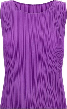Issey Miyake Tops, Dames, Paars, L, August Geplooide Top