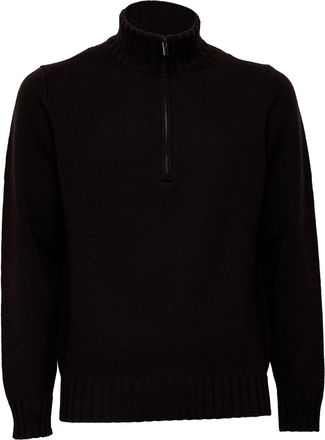 FILIPPO DE LAURENTIIS Merino Wool Ribbed Half-Zip Knit Sweater