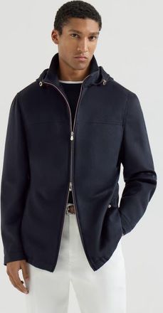 Brunello Cucinelli Lightweight cashmere flannel biker jacket in Navy Blue at Nordstrom, Size 48 It