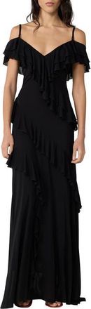 Diane Von F&uuml;rstenberg Sofia Cold Shoulder Gown in Black at Nordstrom, Size Xx-Small