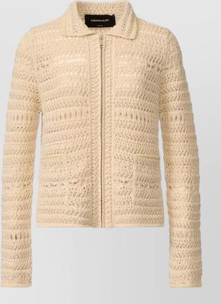 Fabiana Filippi crochet collared long sleeve top nylon silk