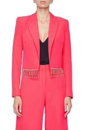 L'agence Jen Crystal Fringe Crop Blazer in Neon Coral at Nordstrom Rack, Size 4
