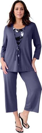 Jessica London 2-In-1 Layered Tunic in Dusk Graphic Floral at Nordstrom, Size Medium