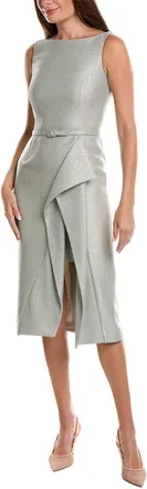Oscar De La Renta Oscar De La Renta Sequin Silk-Lined Wool-Blend Tweed Slit Pencil Dress