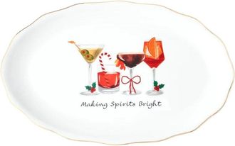 Godinger Holiday Cheers Rim Serving Platter