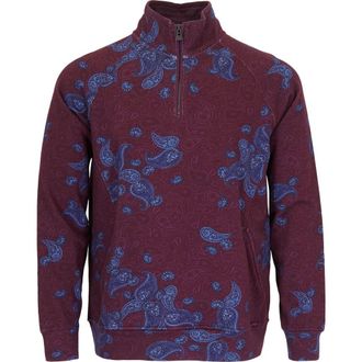 Lords of Harlech Craig Brushed Interlock Quarter Zip Pullover in Montgat Paisley Plum at Nordstrom, Size X-Large