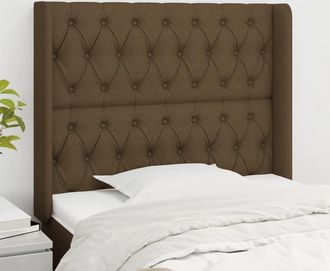 vidaXL Cabecero Con Orejas De Tela Marr&oacute;n Oscuro 93x16x118/128 Cm Vidaxl