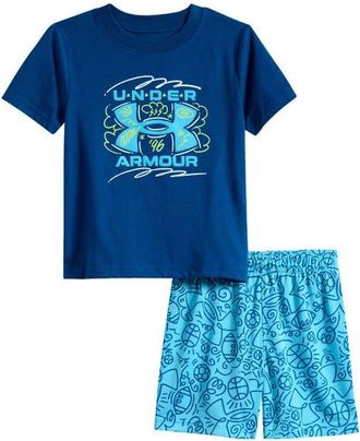 Under Armour Kids UA Tech T-Shirt & Shorts Set in Varsity Blue at Nordstrom, Size 24M
