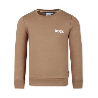 HUGO BOSS Kids Sweatshirts, male, Beige, 4 Y, Round Neck Sweatshirt