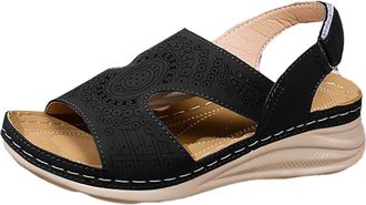 Generic Womens Low Wedge Sandals Soft Breathable Insole And Non Slip Rubber Outsole Open Toe Sandal Elastic Ankle Strap Summer Sandals For Women 2026 Trendy (