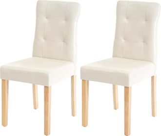 Hhg Hhg - Lote De 2 Sillas De Comedor 983, Silla De Comedor, Polipiel Crema, Patas Claras