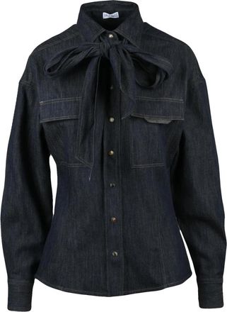 Brunello Cucinelli Sfiancato Denim Shirt - Dames - Spijkeroverhemden - Blauw - L - Denim - Overhemden