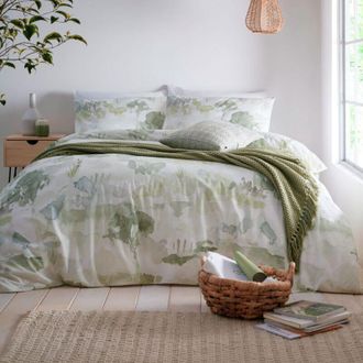 None Appletree Loft Edale - Set copripiumino matrimoniale in 100% cotone, colore: Verde