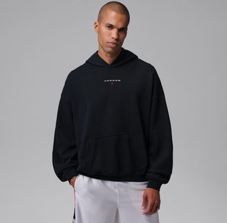 Nike Jordan Mens Jordan Flight Fleece Oversized Pullover Hoodie in Black | IW6314-010