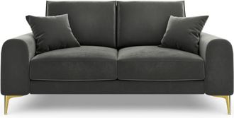 BLOOMINGLOFT 2-Sitzer Designsofa Madara mit Samtbezug - Beine Gold