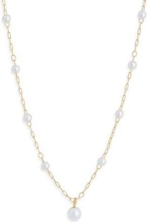 Nordstrom Rack Faux Pearl Station Pendant Necklace in Clear- White- Gold at Nordstrom Rack