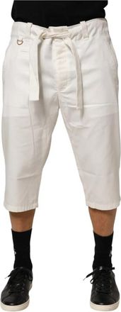 Dolce & Gabbana Cropped Pantalon - Heren - Vrijetijds broeken - Wit - 2XL - Katoen - Broeken
