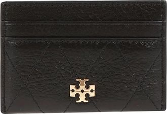 Tory Burch Charlie Quilted Card Case - Dames - Portefeuilles - Zwart - ONE Size - Leer - Accessoires