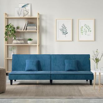 vidaXL Sof&aacute; Cama De Terciopelo Azul Vidaxl