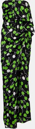 Saint Laurent Ruched printed silk gown