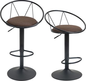 HOMCOM Set 2 Sgabelli Da Bar Altezza Regolabile Girevoli Con Poggiapiedi Marrone - Homcom