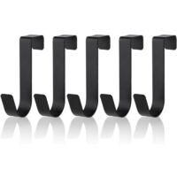 OEM Juego De 5 Ganchos Para Toallas Impermeables De Acero Inoxidable Para Puertas De Ba&ntilde;o De Cristal Sin Marco, 2 Cm, Negro Mate - Crezuo